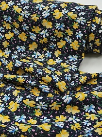 Штапель "Воздушная легкость" цв.чернильно-черный, ш.1.4м, вискоза-100%, 100гр/м.кв