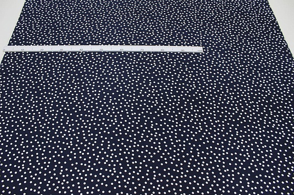 Штапель "Россыпь белого гороха (7мм)" цв.чернильно-синий-2, ВИД2, ш.1.45м, вискоза-100%, 90гр/м.кв