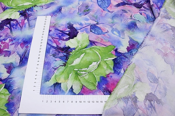 Штапель Премиум "Розали" цв.синий, ш.1.45м, вискоза-100%, 100гр/м.кв