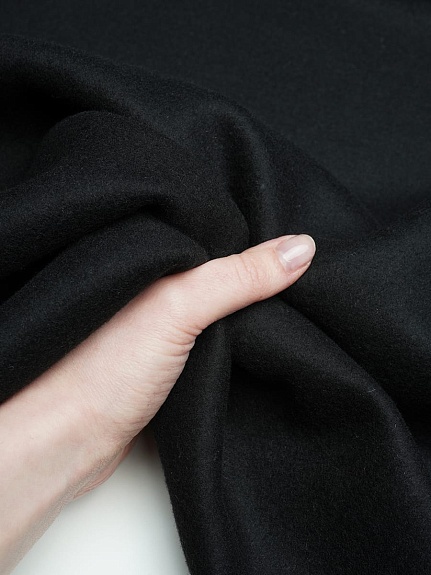 Шерсть пальтовая двухсторонняя, двухслойная цв.Черный, ш.1.5м, шерсть-40%, п/э-60%, 630гр/м.кв