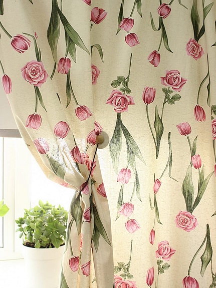 Полулен поэма "Аромат весны" (на суровом), ш.1.5м, лен-30%, хлопок-70%, 155гр/м.кв