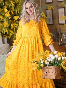 Платье из плательного хлопка "Весенние букетики"