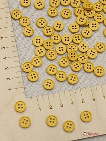 Пуговица пластмасса, цв.желтая горчица, 10мм, 4 отверстия