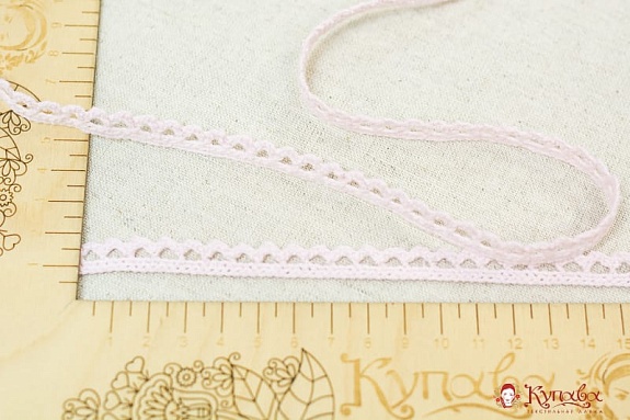 Кружево хлопок-90%, п/э-10%, 12мм, цв.нежно-розовый
