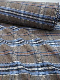 Шерсть пальтово-костюмная Твид "Клетка" цв.св.кофейный, ш.1.45м, шерсть-10%, п/э-90%, 350гр/м.кв