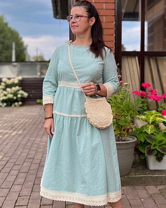 Платье из вареного (стираного) хлопка и кружева*