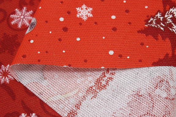 Рогожка "Рождественский вечер" цв.красный, ш.1.55м,  хлопок-100%, 165гр/м.кв