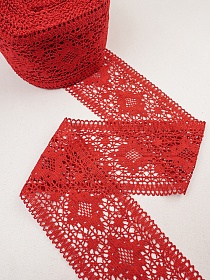 Кружево цв.красный, ш.120мм, хлопок-90%, п/э-10%, рис.062/16