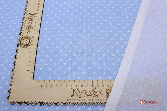 Поплин "Редкий горох на голубом", СОРТ2, ш.1.5м, хлопок-100%, 115гр/м.кв