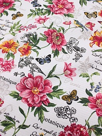Вафельное полотно "Цветочная лирика", ш.1.5м, хлопок-100%, 150гр/м.кв