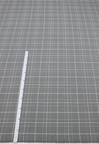 Вареный (стираный) хлопок "Двойная клетка" цв.серый, ш.2.5м, хлопок-100%, 115гр/м.кв