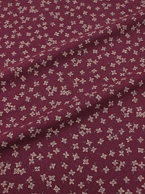 Плательный хлопок с микроворсом "Россыпь четырехлистников" цв.винтажно-вишневый, ш.1.48м, хл-100%
