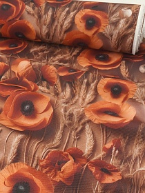 Ткань Дак Цифр.печать "3D - Маки в пшенице", ш.1.8м, хлопок-65%, п/э-35%, 220гр/м.кв