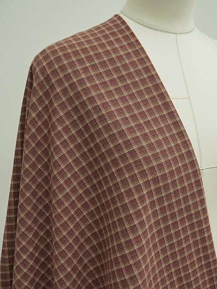 Пестрядь "Клетка" цв.бордовый с терракотовым оттенком, ш.1.45м, хлопок-85%, п/э-15%, 150гр/м.кв