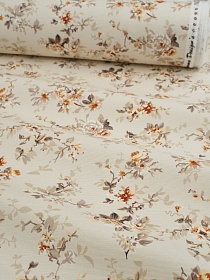 Ткань Дак "Примавера - средние горчичные цветы", ш.1.8м, хлопок-65%, п/э-35%, 205гр/м.кв