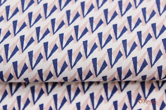 Штапель "Арабеск" цв.синий/пыльная роза, ш1.47м, вискоза-100%, 100гр/м.кв