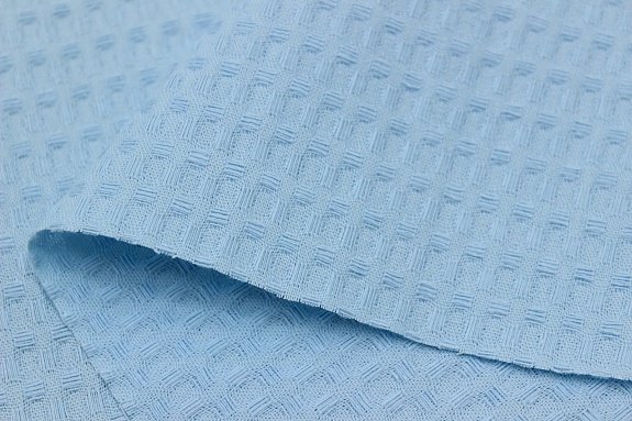 Вафельное полотно "Крупная клетка" цв.светлый бирюзово-голубой, ш.1.5м, хлопок-100%, 200гр/м.кв