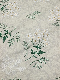 Полулен поэма "Белые цветочки на веточке", ш.1.5м, лен-30%, хлопок-70%, 155гр/м.кв