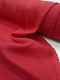 Лен костюмный с эффектом мятости цв.Винтажно-красный, ш.1.45м, лен-100%, 190гр/м.кв
