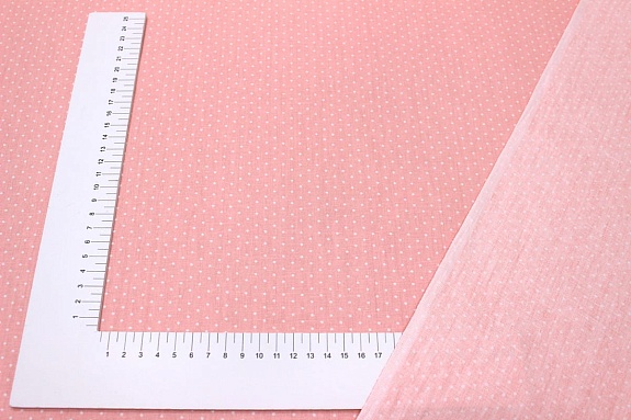 Сатин "Белое пшено на св.лососевом", ш.1.60м, хлопок-100%, 110гр/м.кв