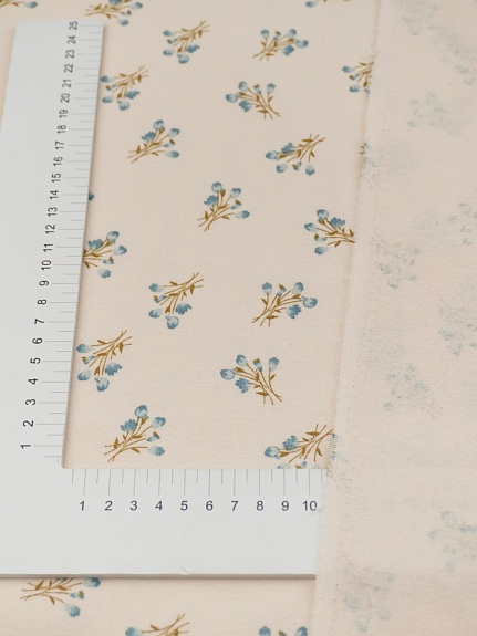 Теплый хлопок "Ранние букетики - голубые цветочки", ш.1.5м, хлопок-100%, 160гр/м.кв