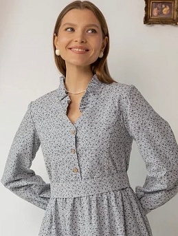 Платье из теплого хлопка "Алессия" в цвете голубая дымка