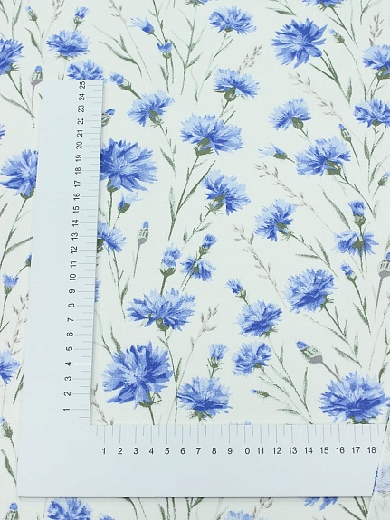 Ситец "Васильковый луг" цв.белый, ш.1.5м, хлопок-100%, 94гр/м.кв