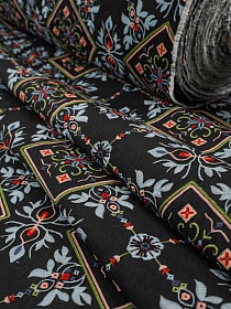Шитье Digital "Восточный акцент" цв.черный, СОРТ2, ш.1.5м (вышит.часть1.35м), хл-100%, 80гр/м.кв