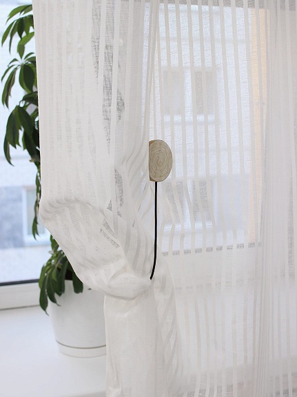 Полулен декоративный "Сетка в узкую полоску" цв.белый, ш.2.6м, лен-44%, хлопок-56%, 105гр/м.кв