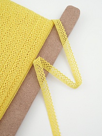 Кружево цв.желтый, ш.10мм, хлопок-90%, п/э-10%, рис.129/29