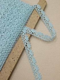 Кружево цв.св.мятно-бирюзовый, ш.15мм, хлопок-90%, п/э-10%, рис.016/19