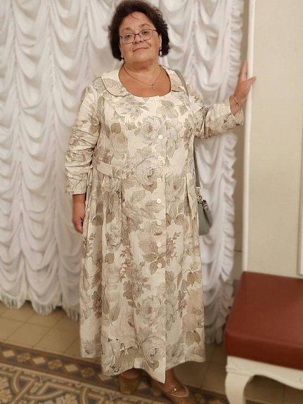 Платье в ретро стиле из 100% льна "Акварельный сад"