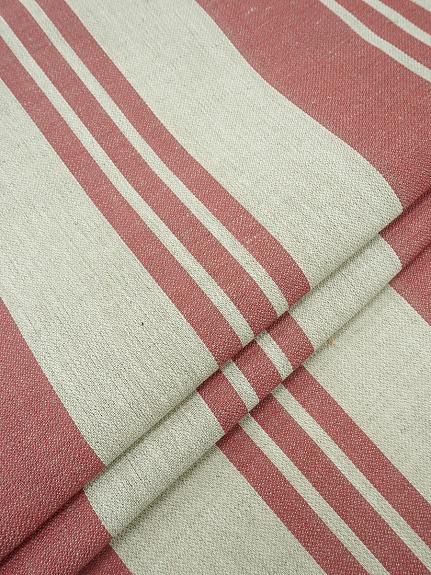 Холст-дорожка "Бордовые полосы" (на суровом), ш.0.55м, лен-30%, хлопок-70%, 270гр/м.кв