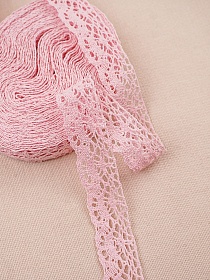 Кружево цв.нежно-розовый, ш.25мм, хлопок-90%, п/э-10%, 10м, рис.044/11