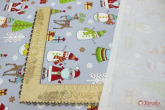 Рогожка "Новогоднее настроение" цв.серо-голубой, ш.1.5м, хлопок-100%, 180гр/м.кв