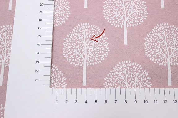 Теплый хлопок "Белые деревья на розовой дымке",  ш.1.48м, хлопок-100%, 160гр/м.кв