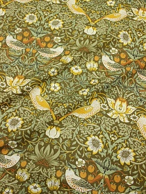 Перкаль Премиум (Digital) "Райские птички" (крупный рис.) цв.коричнево-оливковый, ш.1.45м, хл-100%
