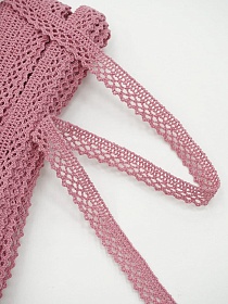 Кружево цв.дымчатая роза, ш.10мм, хлопок-90%, п/э-10%, 10м, рис.129/12