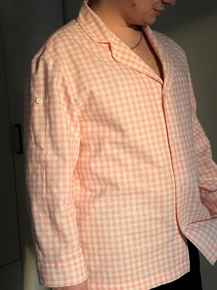 Рубашка из теплого хлопка в лососево-розовом цвете