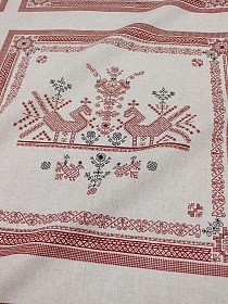 Полулен крой салфеток "Лошадки" (на суровом), ш.1.5м, лен-30%, хлопок-70%, 140гр/м.кв, раппорт 51см