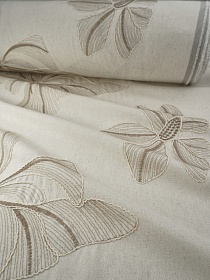 Полулен с вышивкой "Цветок", ш.1.4м, хлопок-65%, лен-20%, п/э-15%, 200гр/м.кв