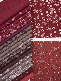 Набор тканей для рукоделия "Теплый хлопок: Коричнево-бордовая гамма", 20*20 см, 20 шт