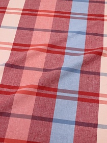 Вареный (стираный) хлопок "Яркая клетка" цв.бордовый/голубой, ш.2.5м, хл-100%