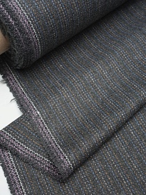 Шерсть пальтово-костюмная Твид "Полоска-пунктир" цв.темно-серый, ш.1.5м, шерсть-30%, п/э-70%