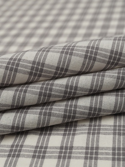 Вареный (стираный) хлопок "Тройная мелкая клетка" цв.т.серый, ш.2.5м, хл-100%, 110гр/м.кв