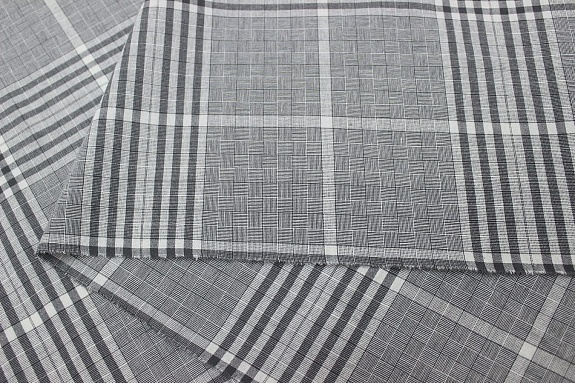 Вареный (стираный) хлопок "Двойная клетка" цв.серый, ш.2.5м, хлопок-100%, 115гр/м.кв