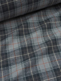 Фуле "Клетка" цв.серо-фиолетовый/кофейно-лиловый, ш.1.45м, хлопок-100%, 155гр/м.кв