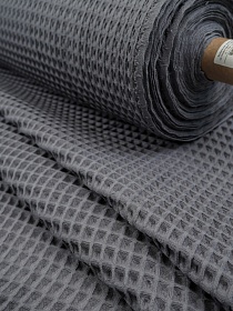 Вафельное премиум-полотно "Бохо" цв.графитовый с фиолетовым оттенком, ш.1.75м, хл-100%, 240гр/м.кв