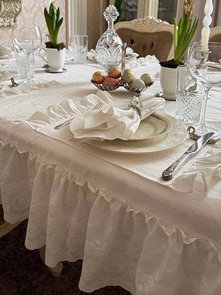 Скатерть из вареного хлопка в молочно-сливочном цвете