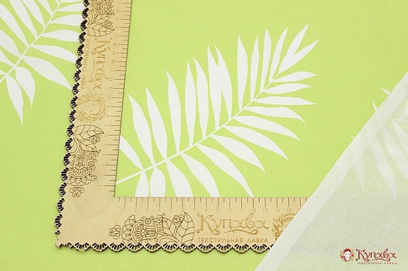 Поплин "Оазис - листья" цв.салатовый, ш.2.2м, хлопок-100%, 115гр/м.кв